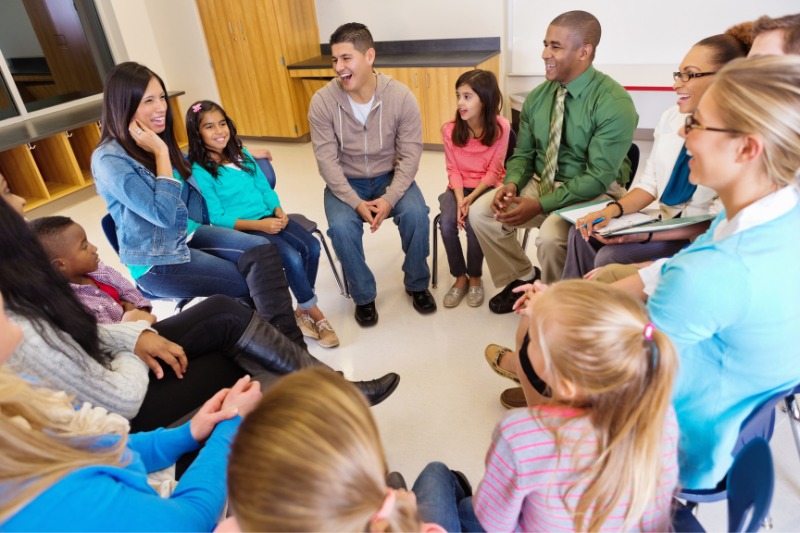 Parents and teachers freely talking about dyslexia