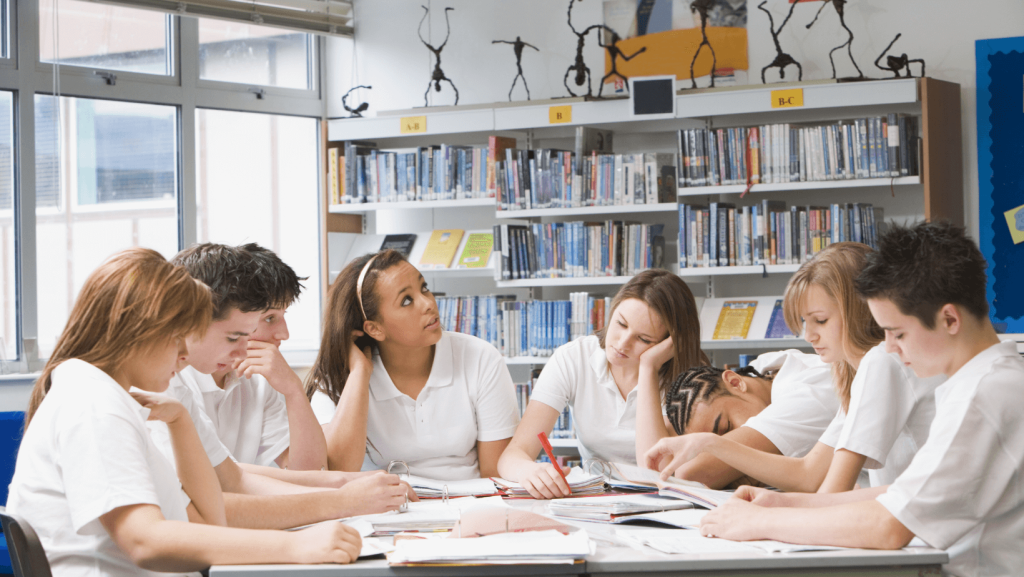 Group of students not very motivated
